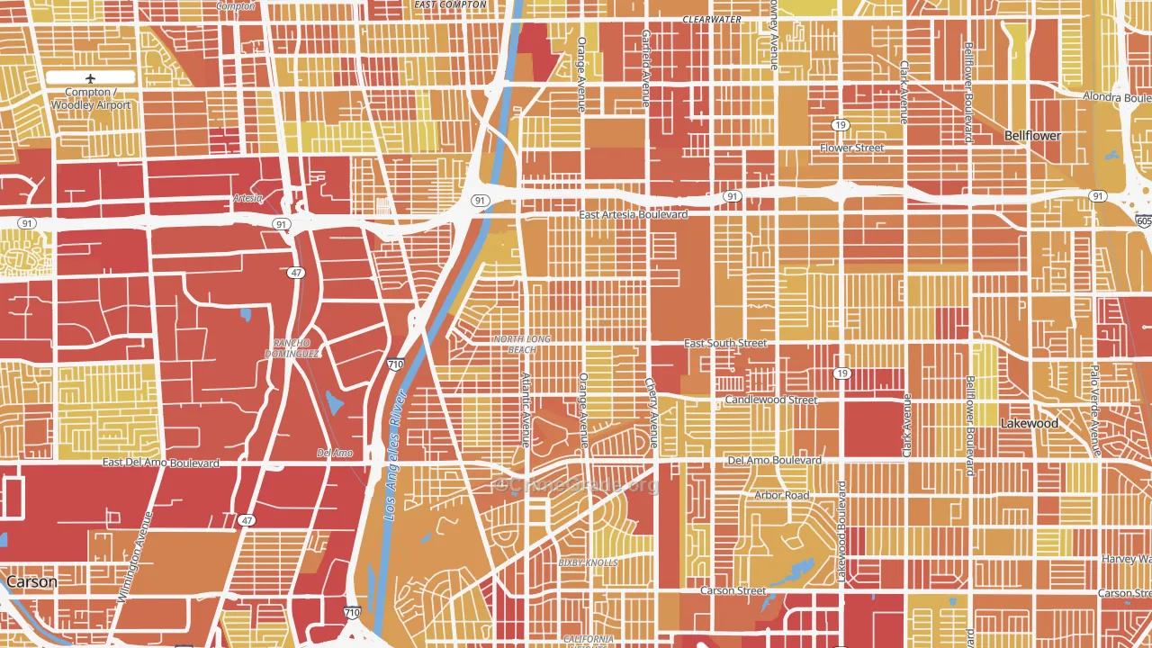 North Long Beach, Long Beach, CA Map of Vehicle Theft Rates
