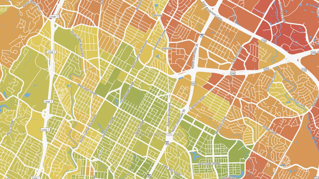 North Loop, Austin, TX Map of Vehicle Theft Rates