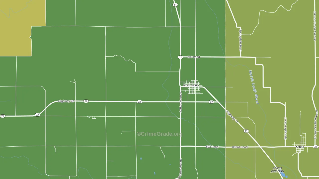 North Loup, NE Map of Vehicle Theft Rates