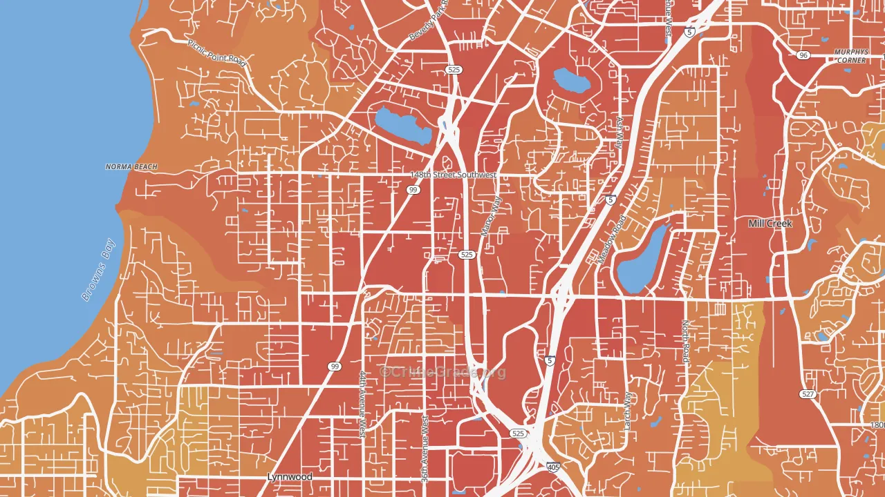 North Lynnwood, WA Map of Vehicle Theft Rates