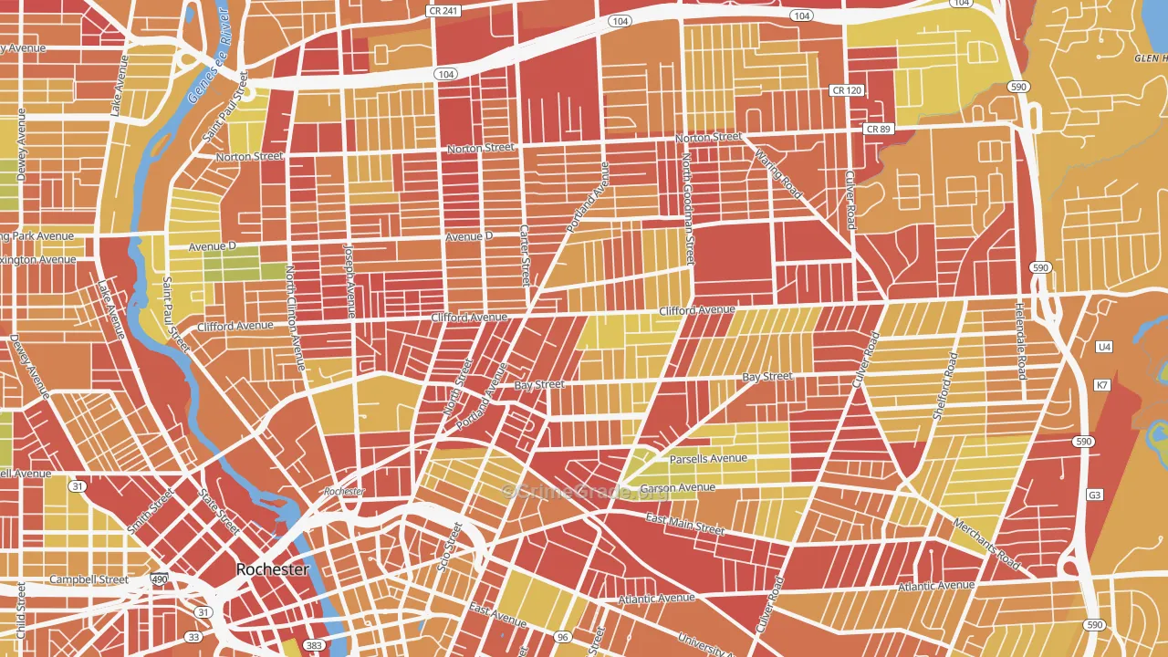 North Marketview Heights, Rochester, NY Map of Vehicle Theft Rates