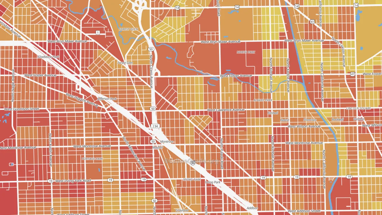 North Mayfair, Chicago, IL Map of Vehicle Theft Rates