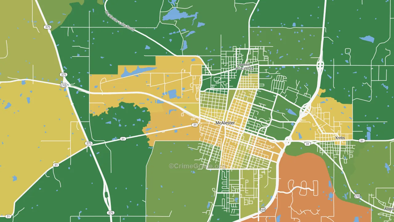 North McAlester, OK Map of Vehicle Theft Rates