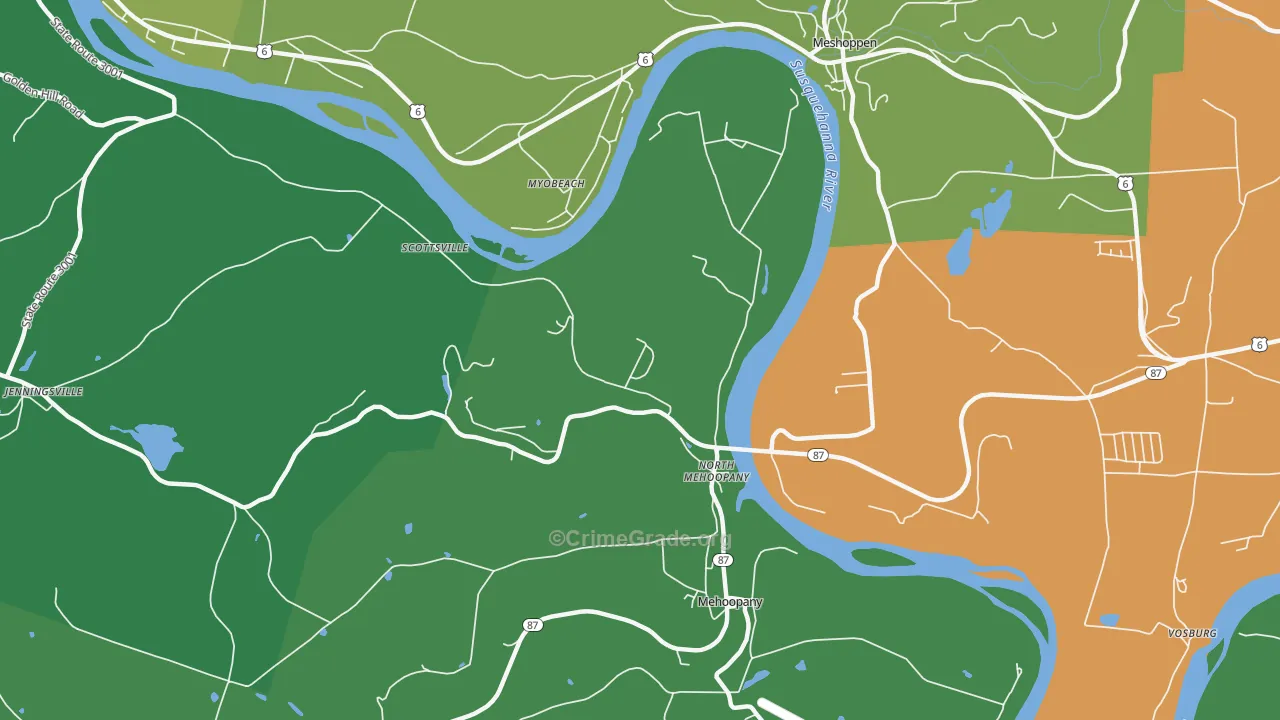 North Mehoopany, PA Map of Vehicle Theft Rates
