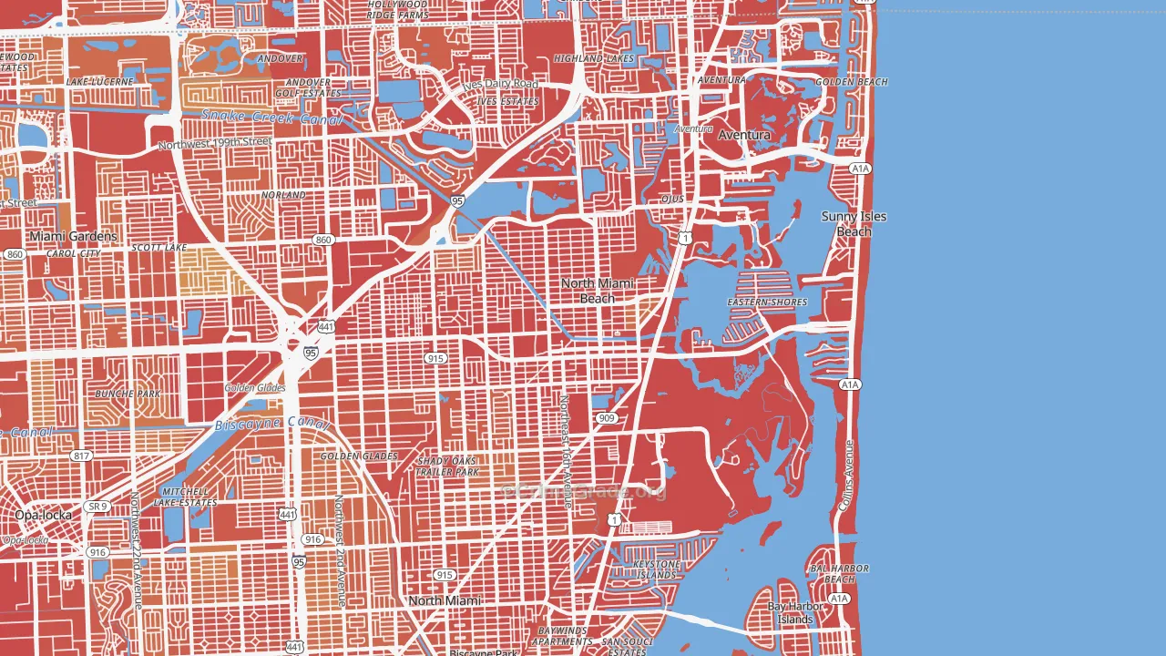 North Miami Beach, FL Map of Vehicle Theft Rates