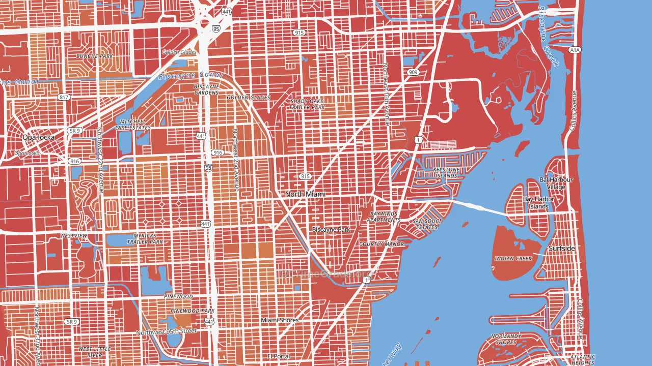 North Miami, FL Map of Vehicle Theft Rates