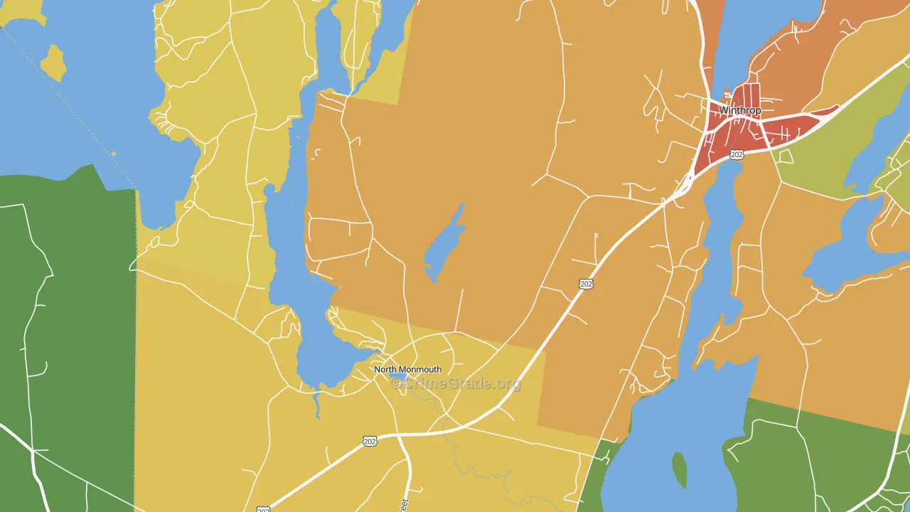 North Monmouth, ME Map of Vehicle Theft Rates