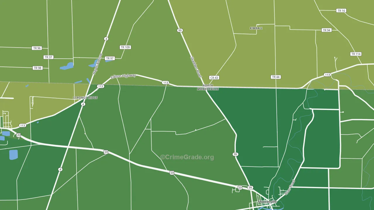North Monroeville, OH Map of Vehicle Theft Rates