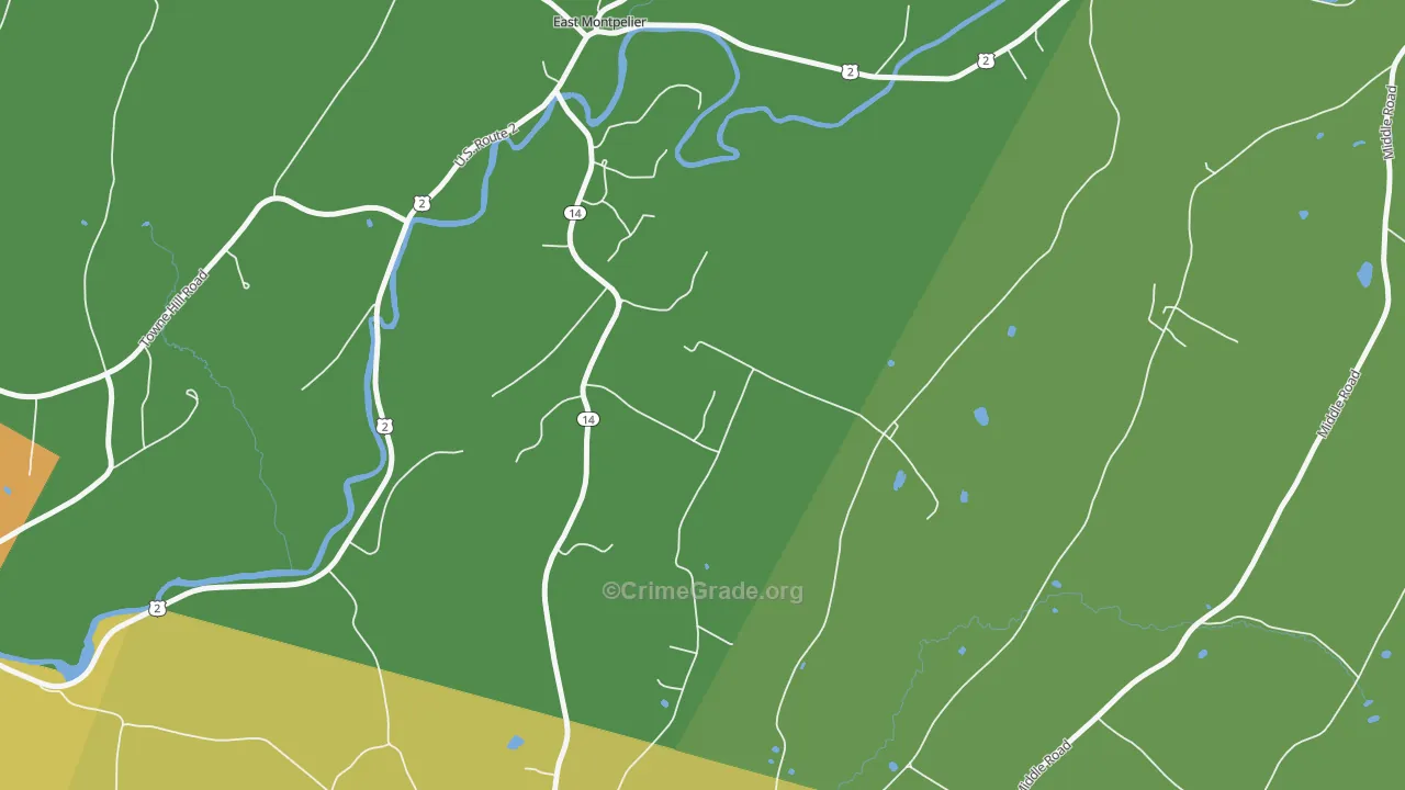 North Montpelier, VT Map of Vehicle Theft Rates