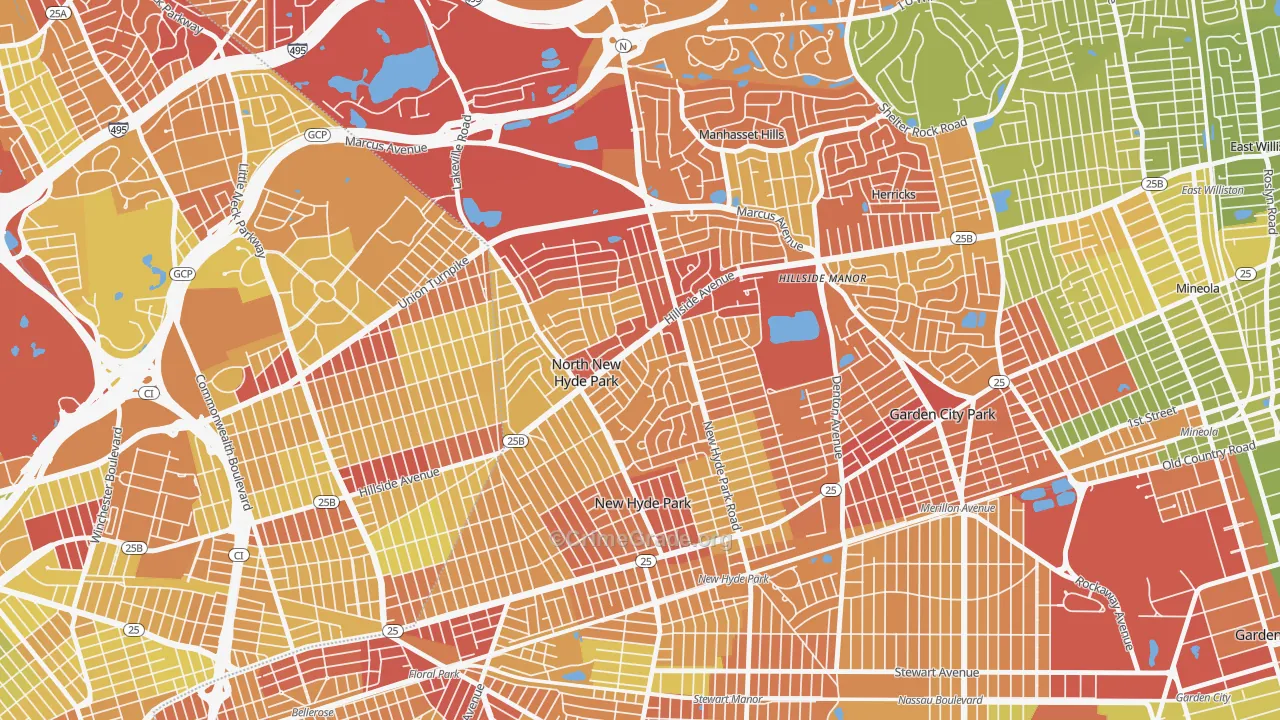 North New Hyde Park, NY Map of Vehicle Theft Rates