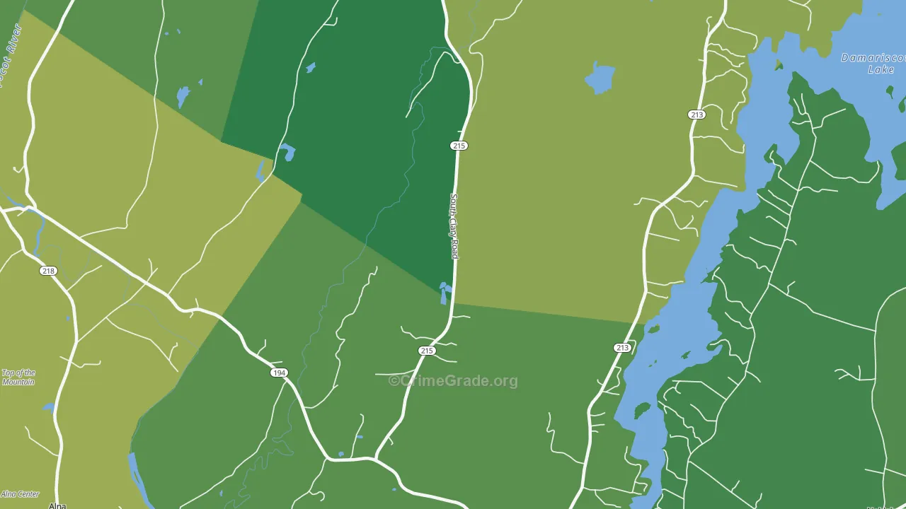 North Newcastle, ME Map of Vehicle Theft Rates