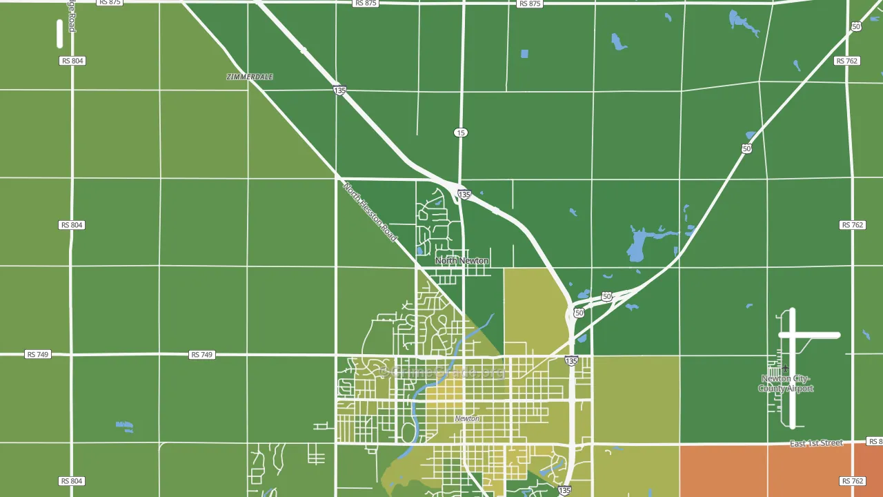 North Newton, KS Map of Vehicle Theft Rates