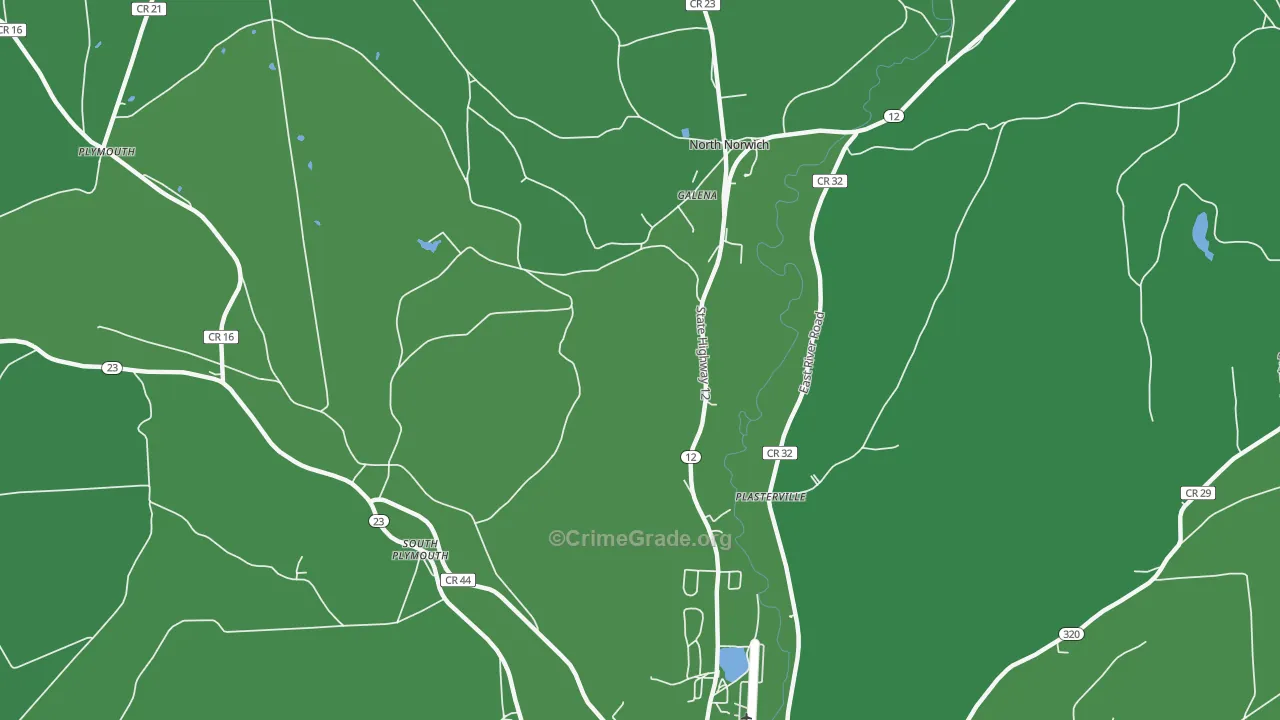 North Norwich, NY Map of Vehicle Theft Rates