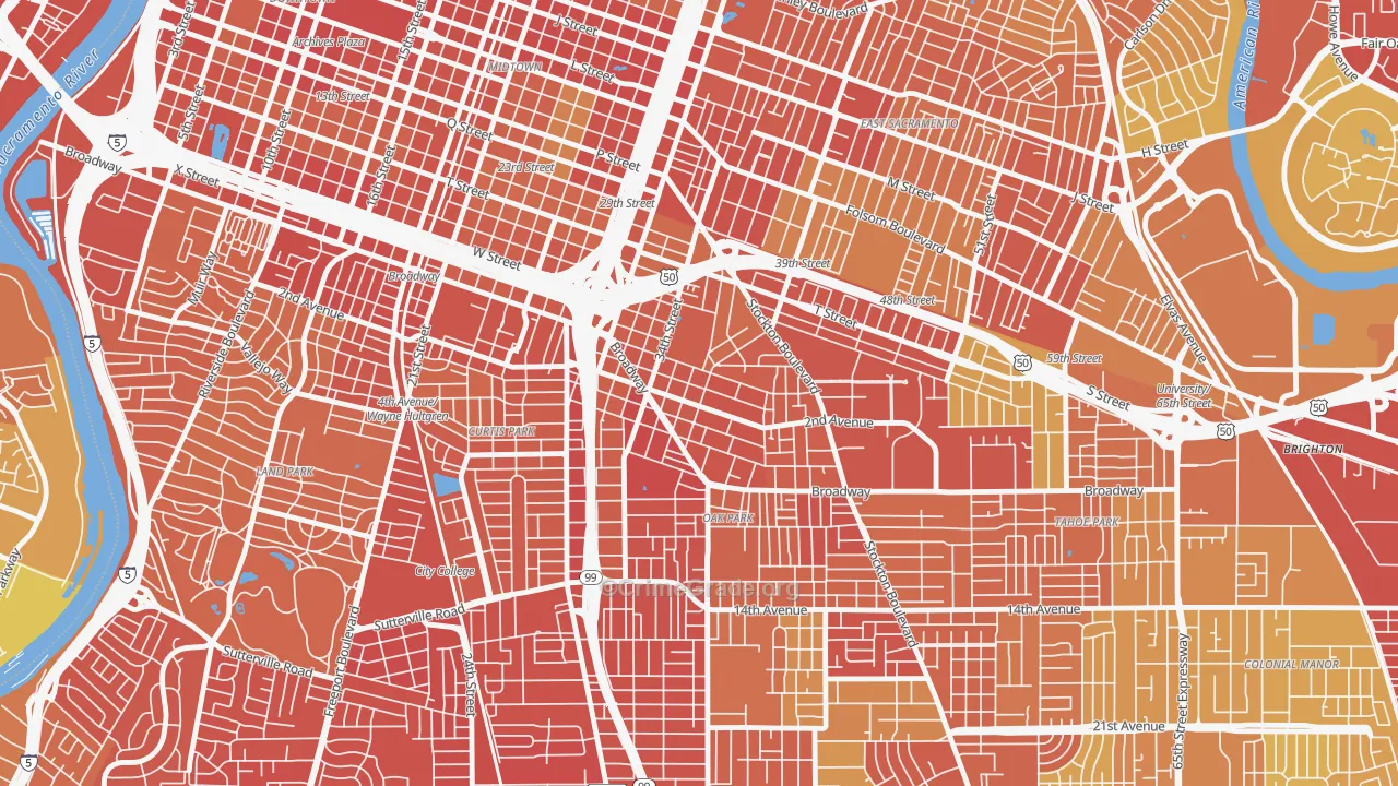 North Oak Park, Sacramento, CA Map of Vehicle Theft Rates