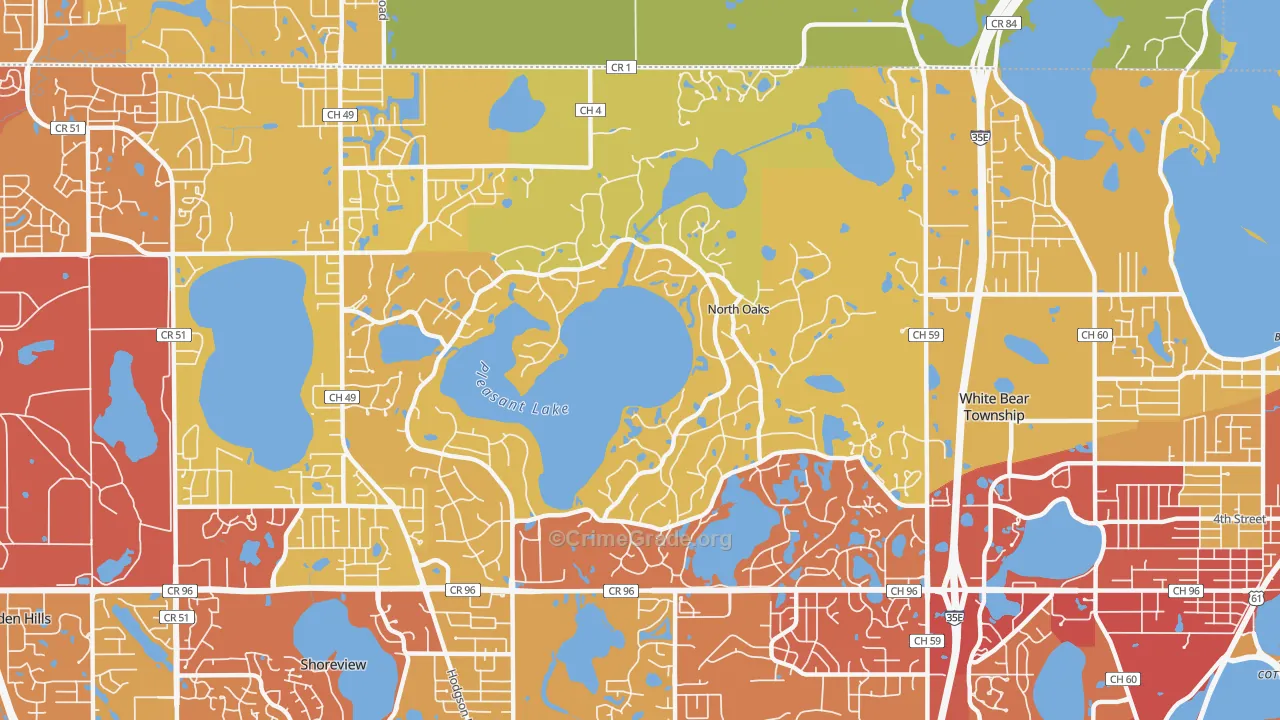 North Oaks, MN Map of Vehicle Theft Rates