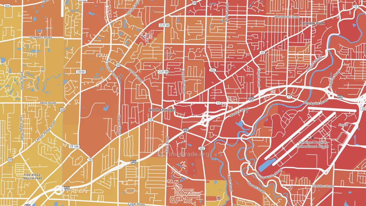 North Olmsted, OH Map of Vehicle Theft Rates