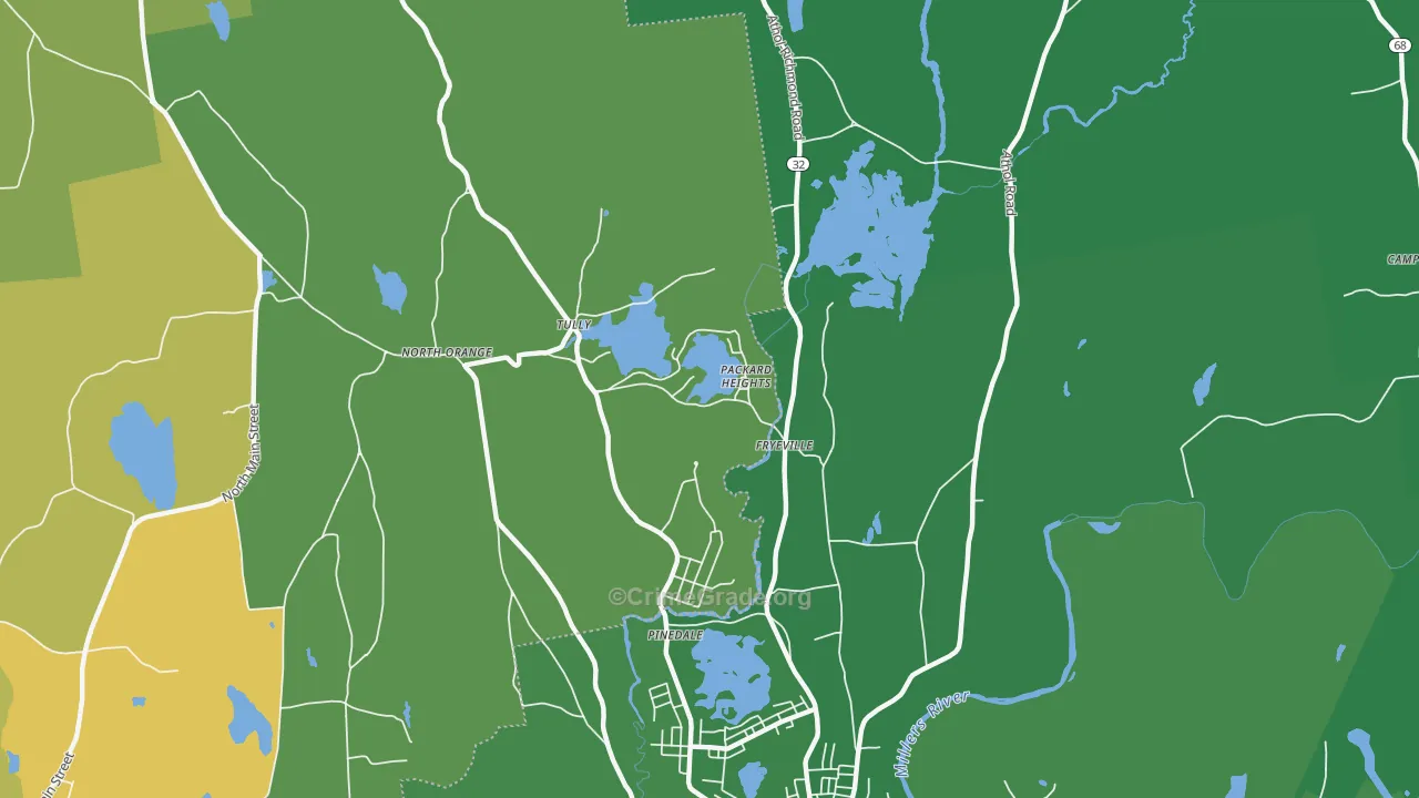 North Orange, MA Map of Vehicle Theft Rates