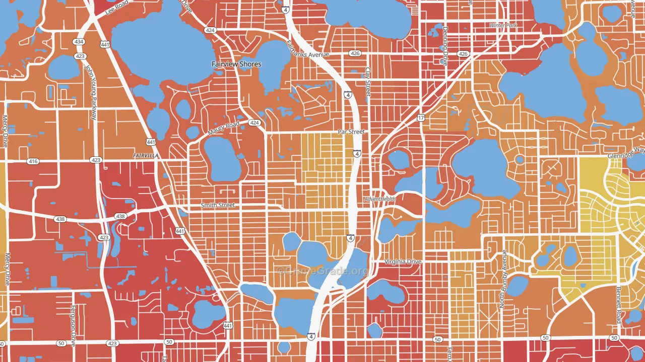 North Orange, Orlando, FL Map of Vehicle Theft Rates