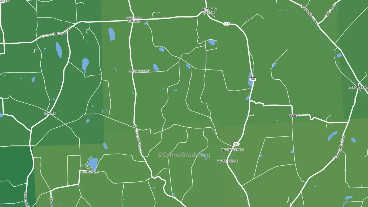 North Orwell, PA Map of Vehicle Theft Rates