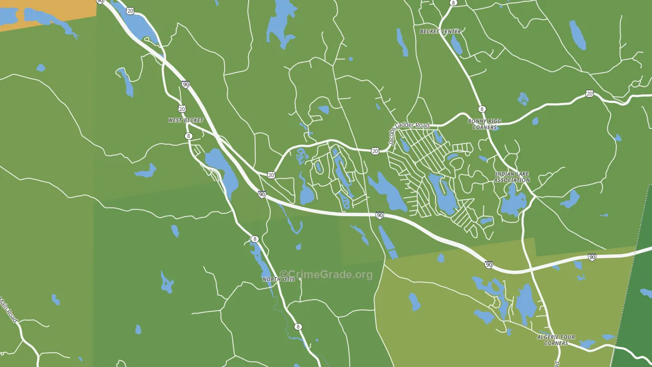 North Otis, MA Map of Vehicle Theft Rates