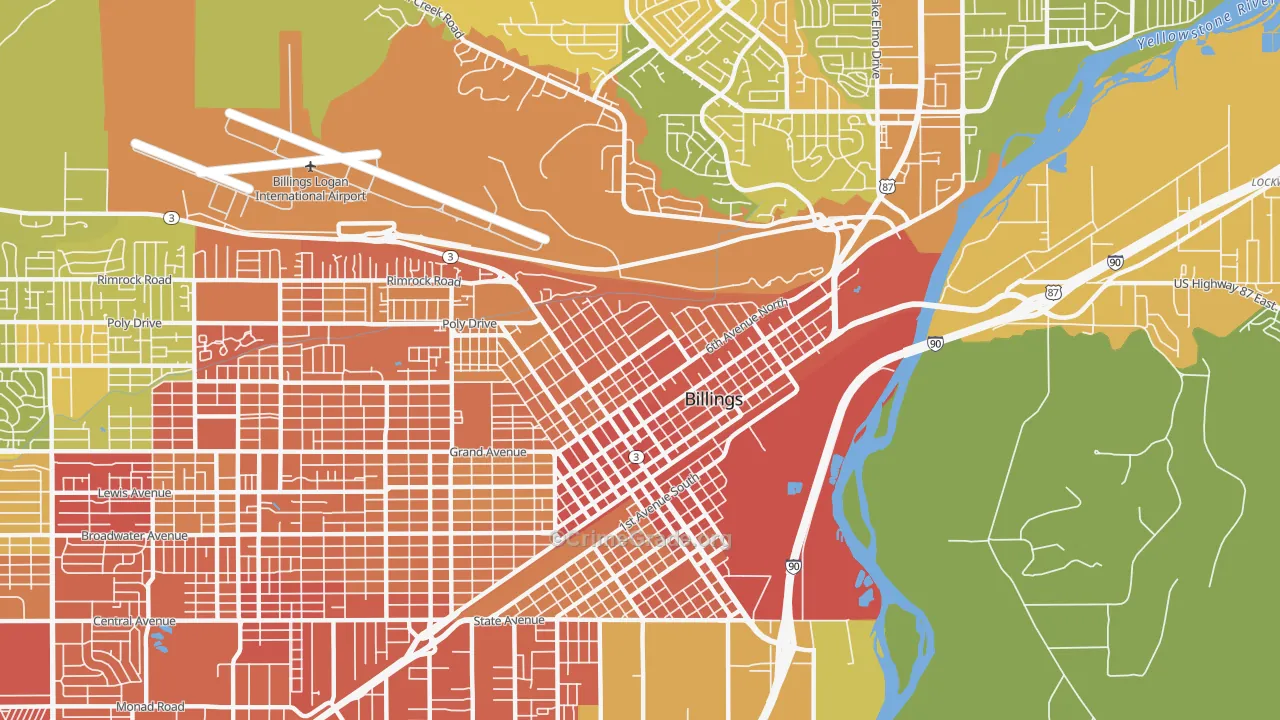 North Park, Billings, MT Map of Vehicle Theft Rates