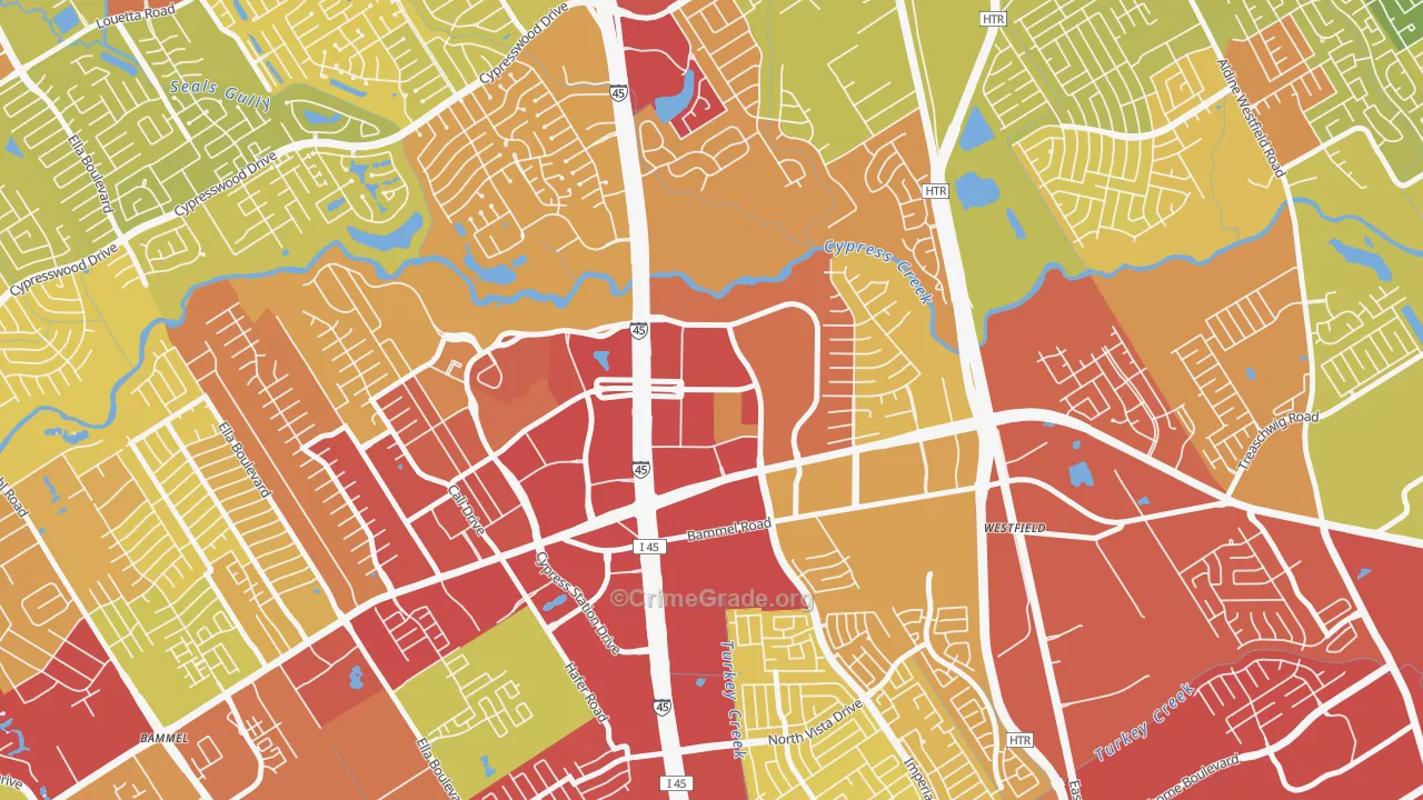 North Park Forest, Houston, TX Map of Vehicle Theft Rates