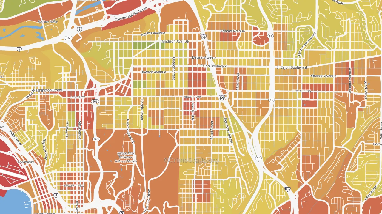 North Park San Diego, San Diego, CA Map of Vehicle Theft Rates
