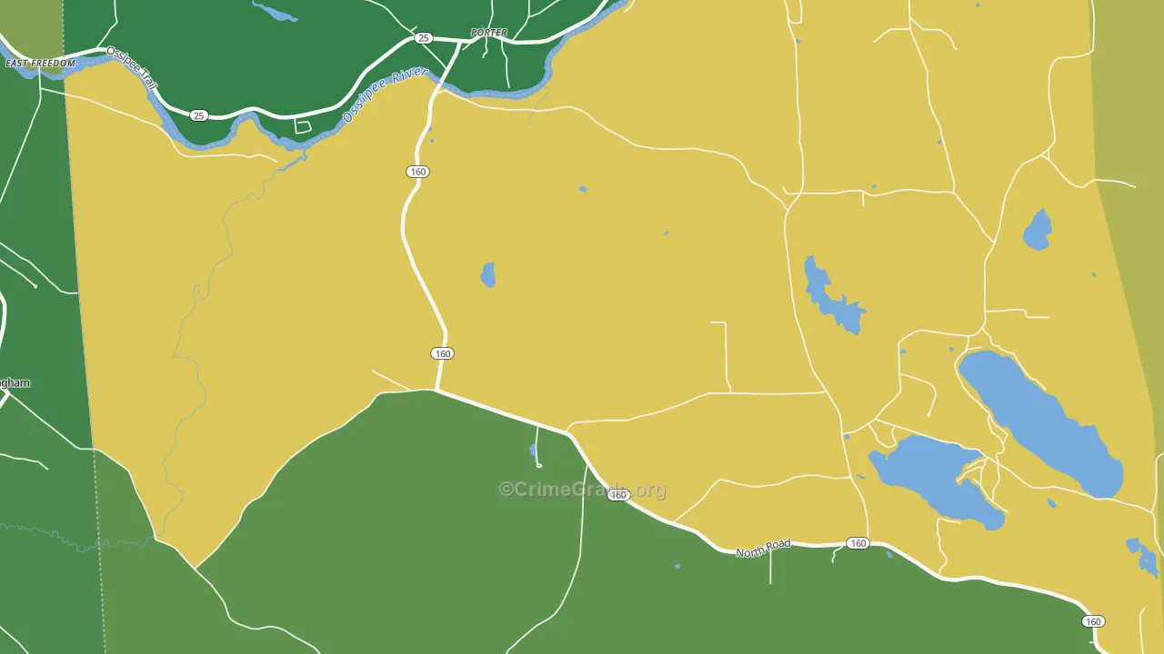 North Parsonfield, ME Map of Vehicle Theft Rates