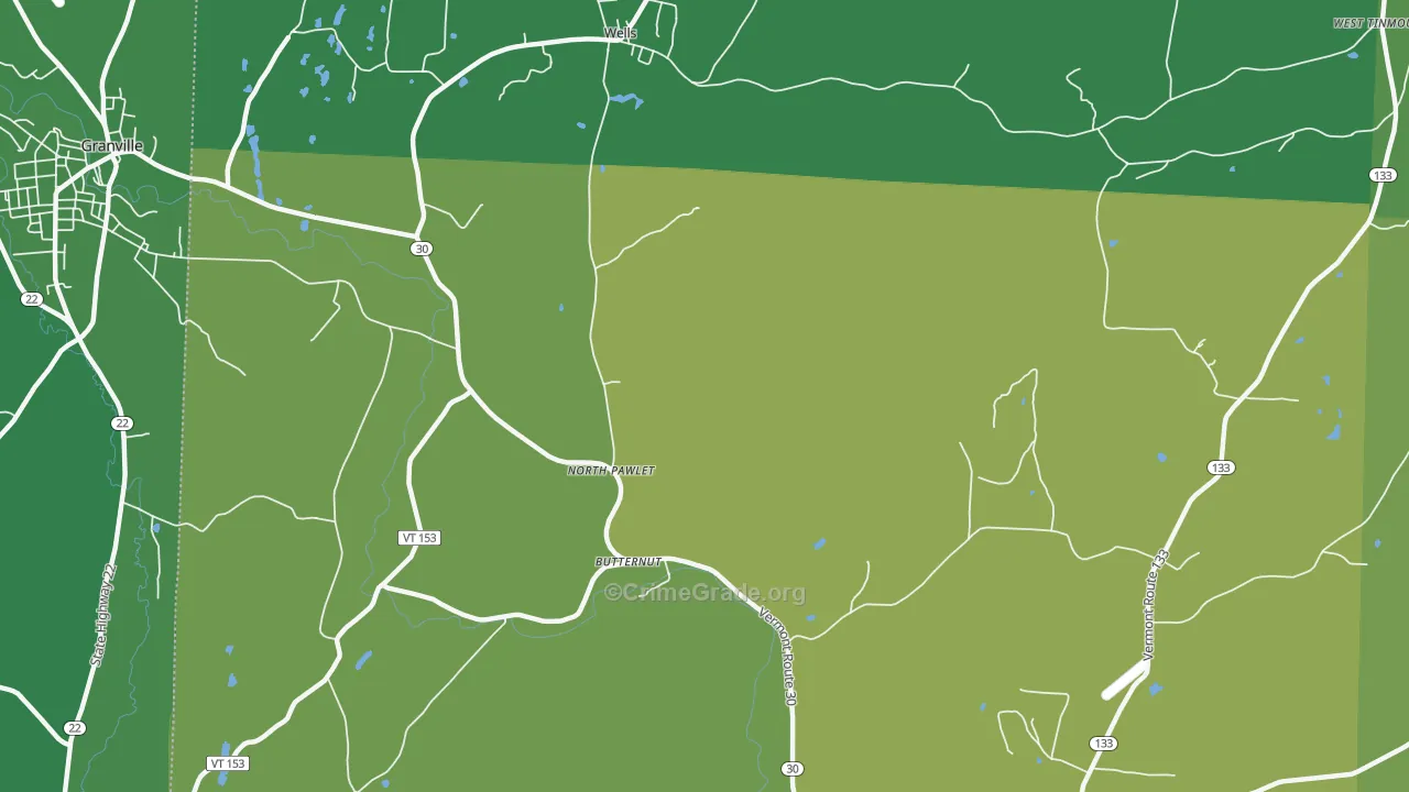 North Pawlet, VT Map of Vehicle Theft Rates