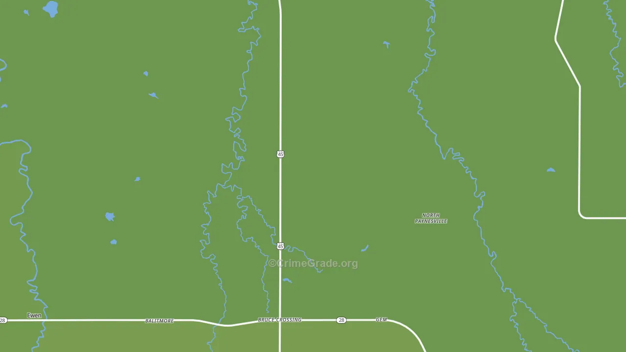 North Paynesville, MI Map of Vehicle Theft Rates