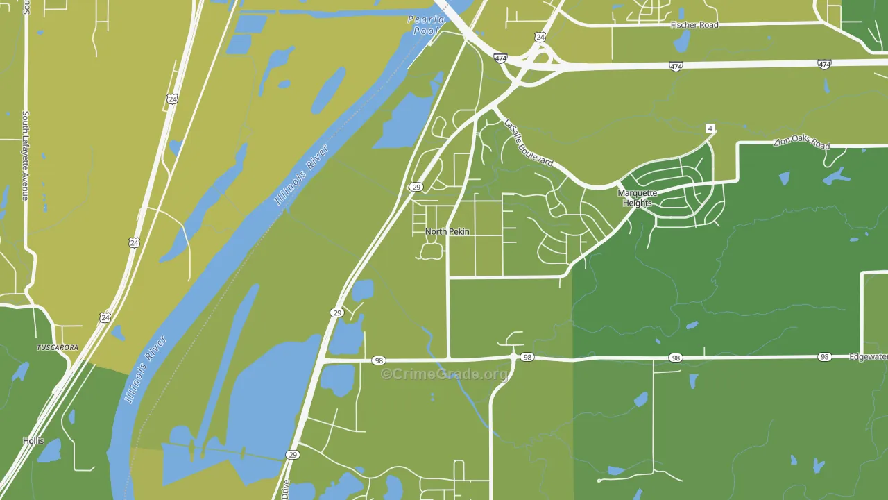 North Pekin, IL Map of Vehicle Theft Rates