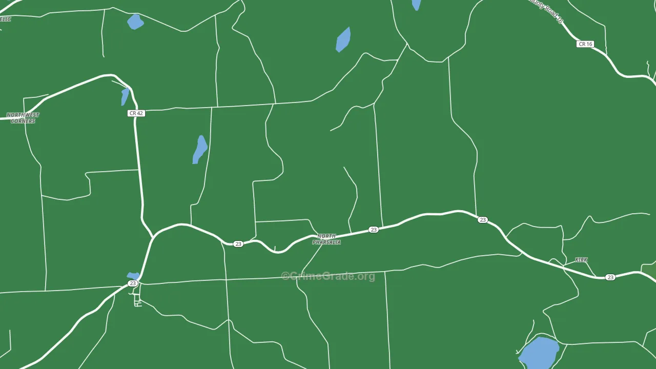 North Pharsalia, NY Map of Vehicle Theft Rates