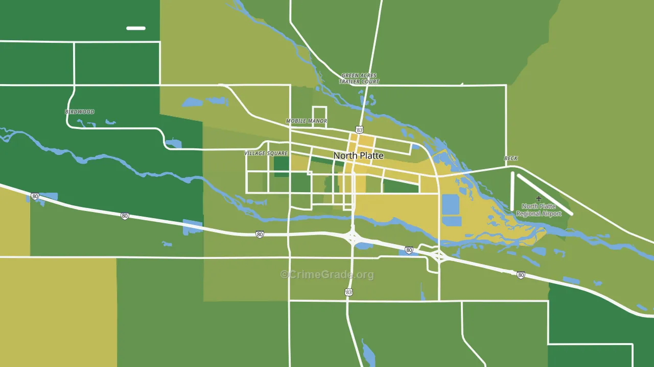North Platte, NE Map of Vehicle Theft Rates
