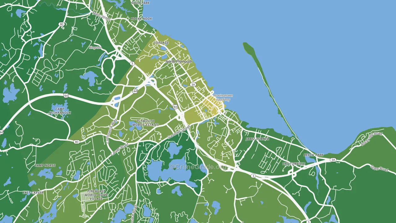 North Plymouth, Plymouth, MA Map of Vehicle Theft Rates