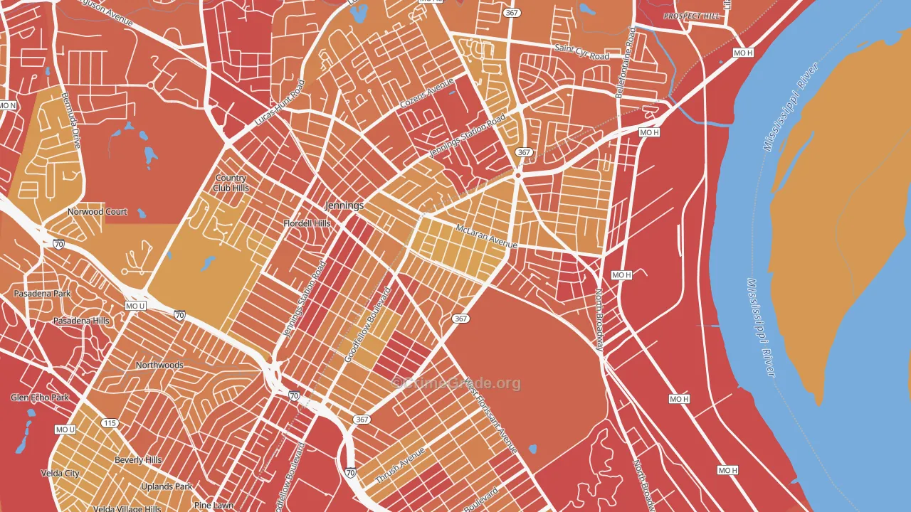 North Pointe, St. Louis, MO Map of Vehicle Theft Rates