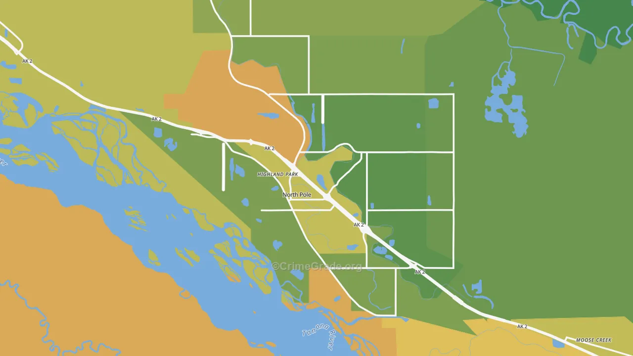 North Pole, AK Map of Vehicle Theft Rates