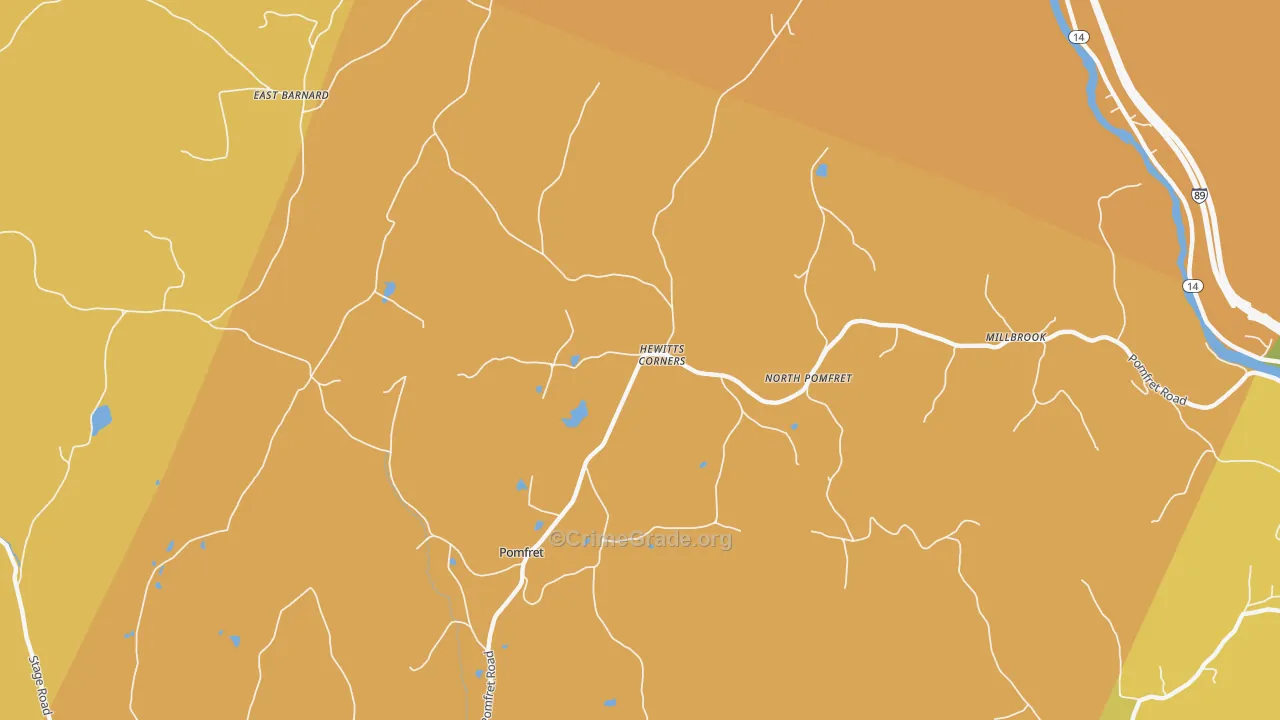 North Pomfret, VT Map of Vehicle Theft Rates