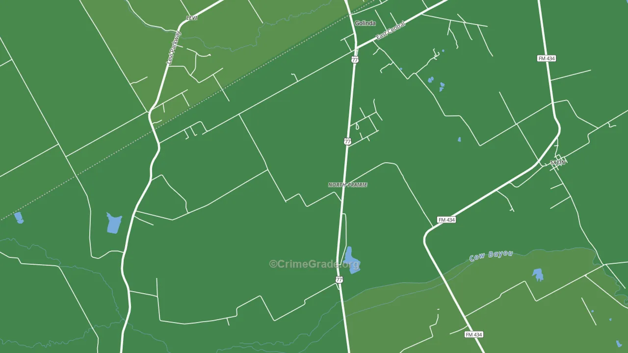 North Prairie, TX Map of Vehicle Theft Rates