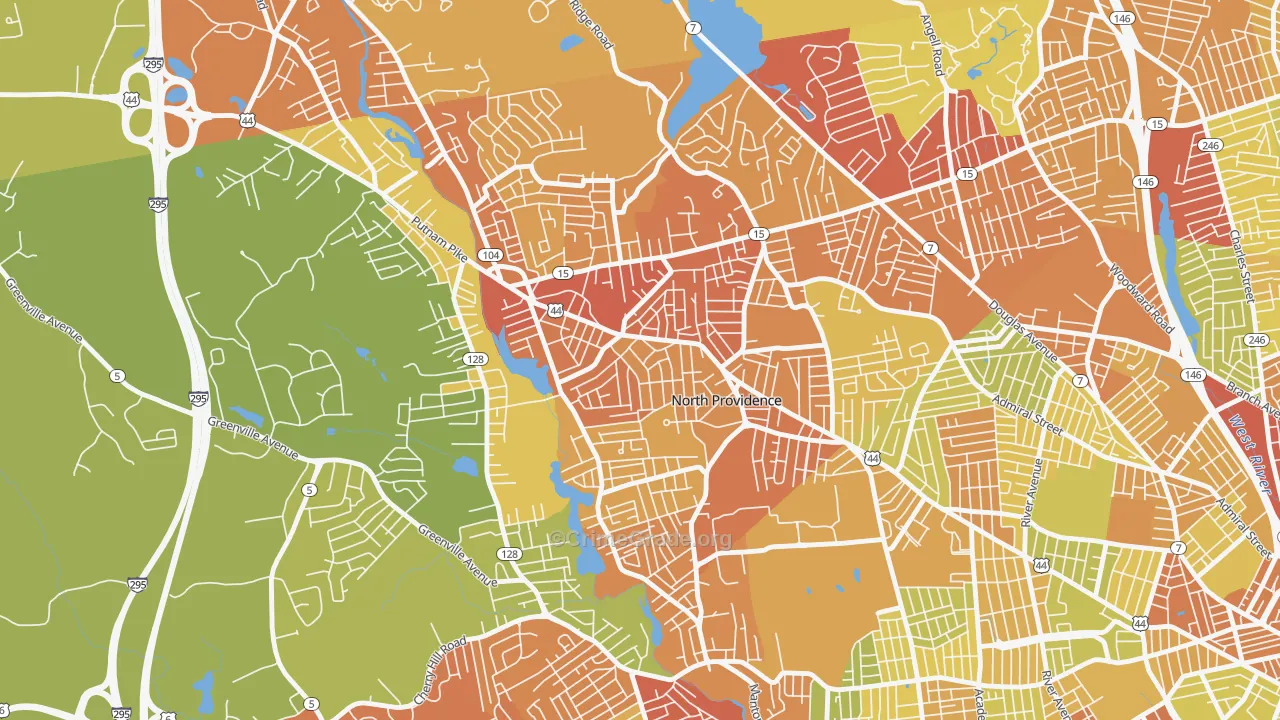 North Providence, RI Map of Vehicle Theft Rates