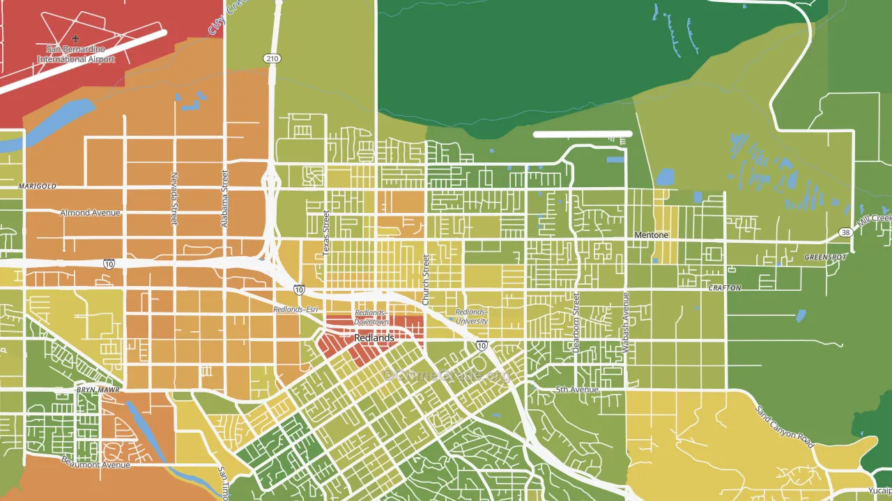 North Redlands, Redlands, CA Map of Vehicle Theft Rates