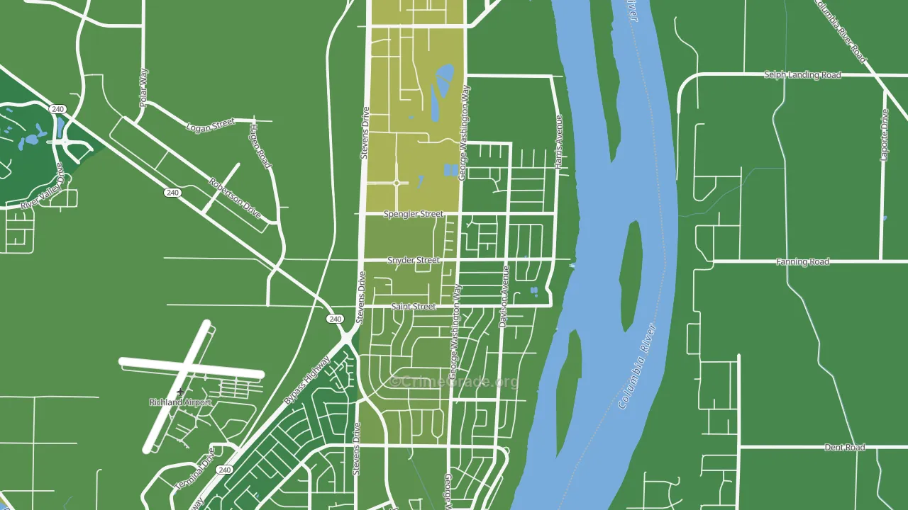 North Richland, Richland, WA Map of Vehicle Theft Rates