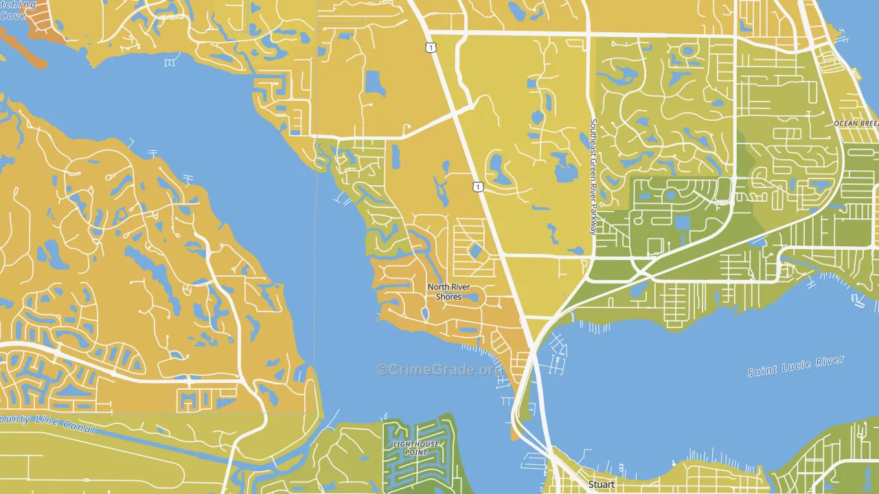 North River Shores, Stuart, FL Map of Vehicle Theft Rates