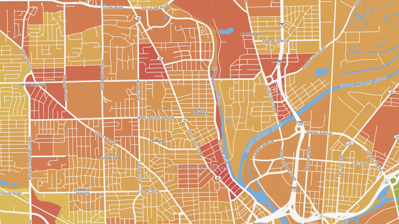 North Riverdale, Dayton, OH Map of Vehicle Theft Rates