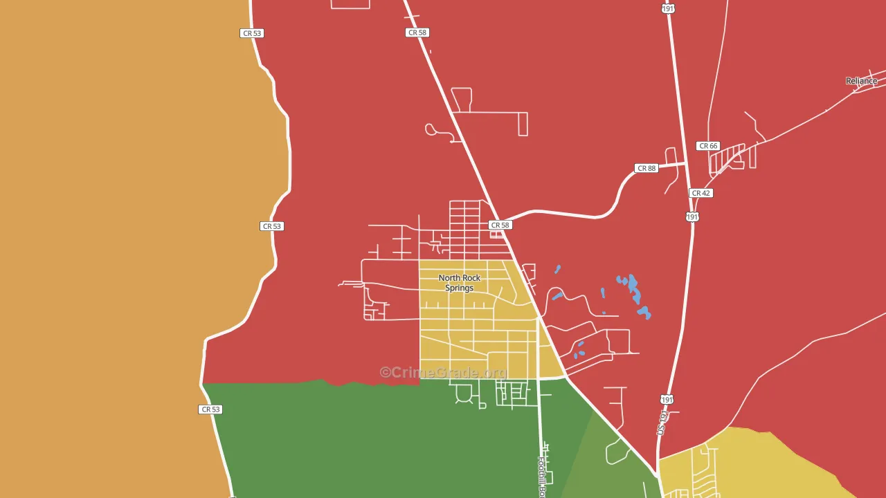 North Rock Springs, WY Map of Vehicle Theft Rates