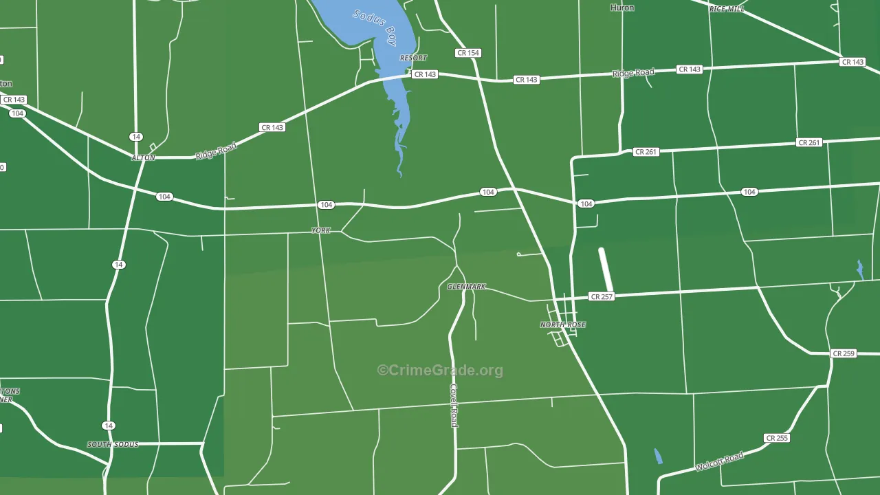 North Rose, NY Map of Vehicle Theft Rates