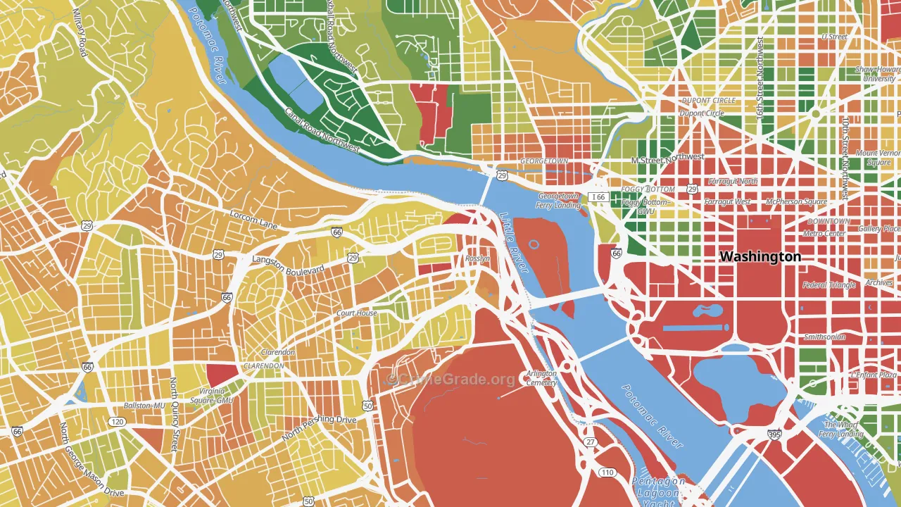 North Rosslyn, Arlington, VA Map of Vehicle Theft Rates