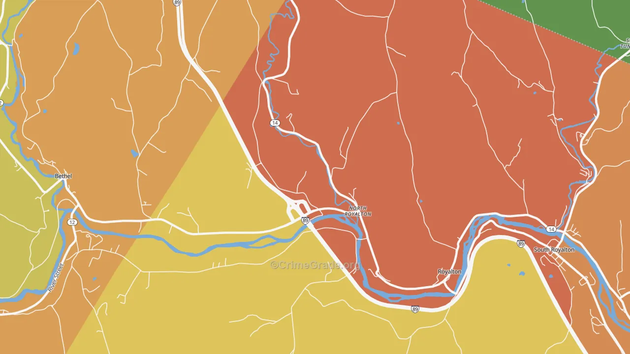 North Royalton, VT Map of Vehicle Theft Rates