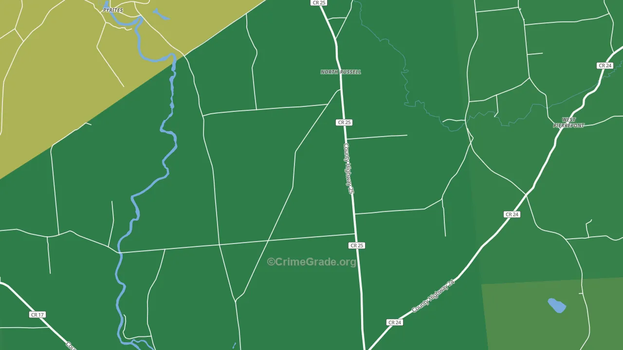 North Russell, NY Map of Vehicle Theft Rates
