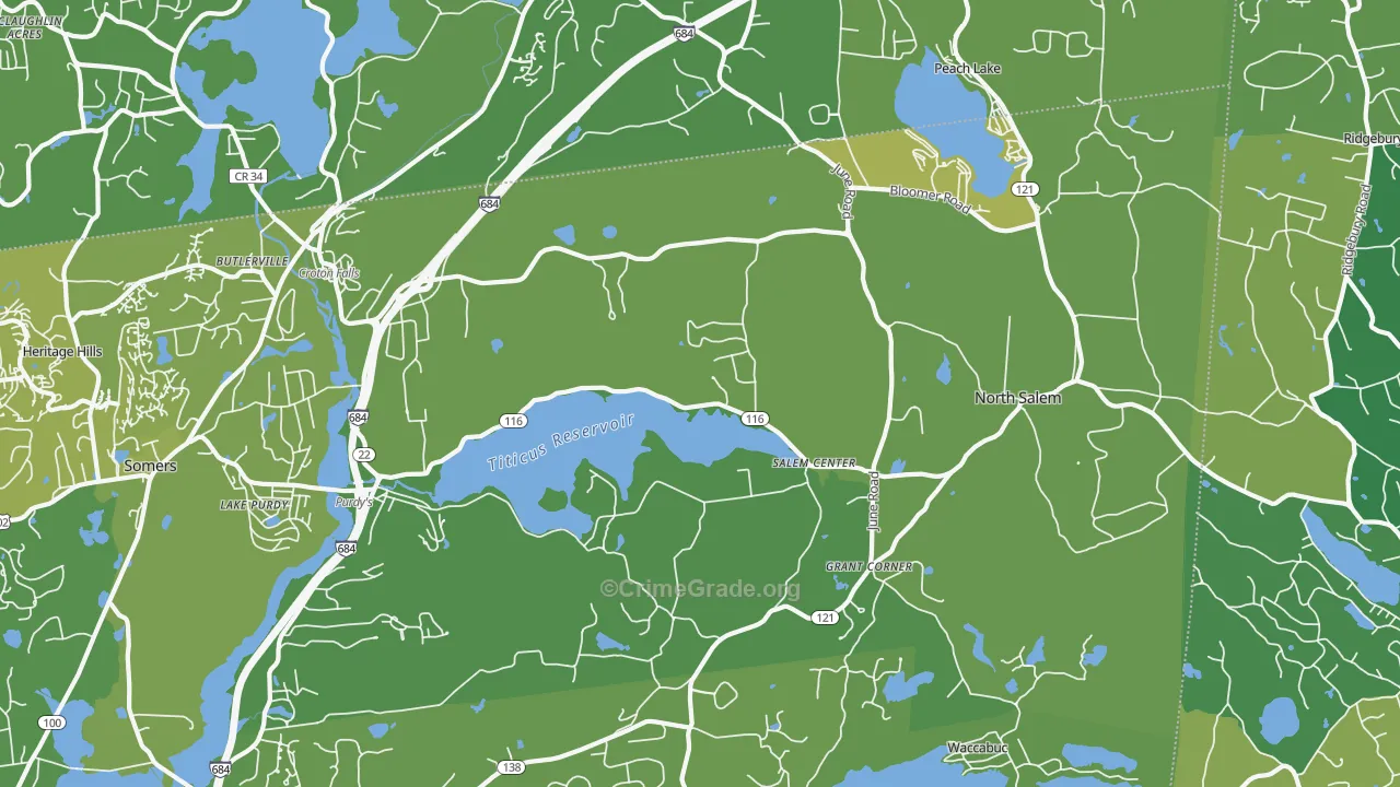 North Salem, NY Map of Vehicle Theft Rates