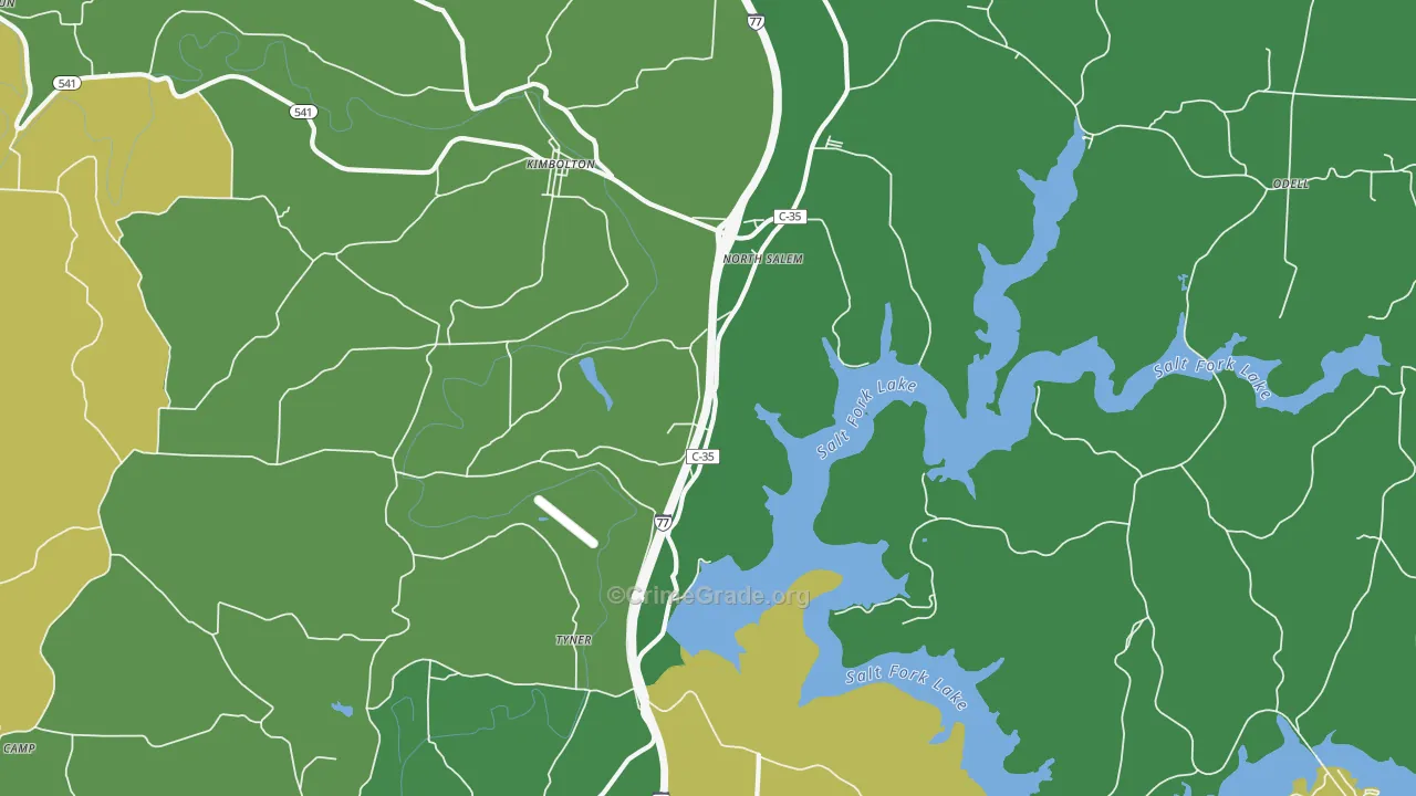 North Salem, OH Map of Vehicle Theft Rates